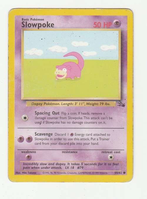 Pokemon FOSSIL Wizards Of The Coast 1999 - Slowpoke 55/62 - Common