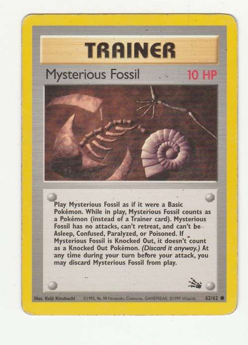 Pokemon FOSSIL Wizards Of The Coast 1999 - Trainer Mysterious Fossil 62/62 - Common