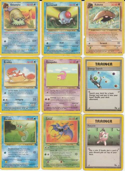 Pokemon FOSSIL Wizards Of The Coast 1999 - 9 Random Card Set 8