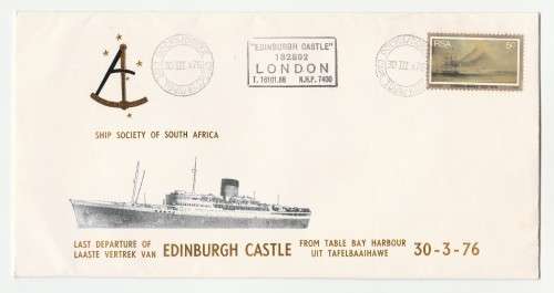 1976 RSA Ship Society of South Africa Last Departure of Edinburgh Castle Commemorative Cover