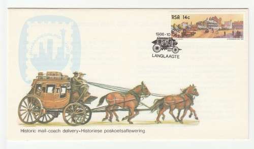1986 RSA Johannesburg 100 Historic mail-coach Delivery Commemorative Cover