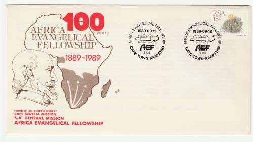 1989 RSA Centenary of the Africa Evangelical Fellowship Commemorative Cover