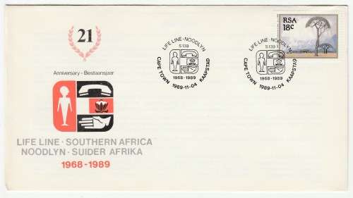 1989 RSA Life Line Southern Africa 1968 - 1989 Commemorative Cover