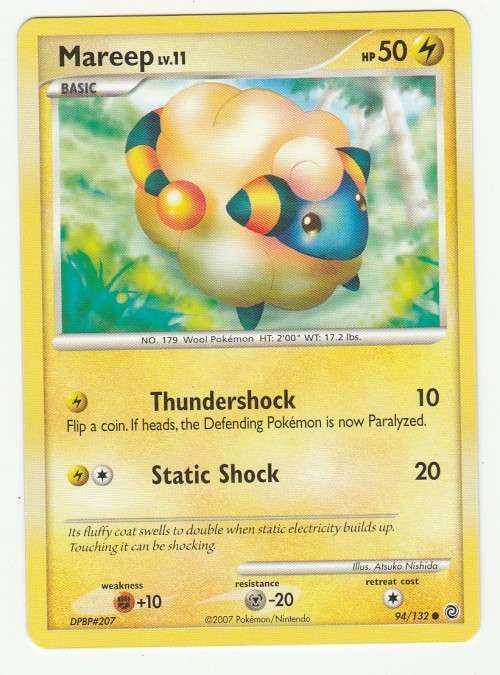 Pokemon 2007 - Gen IV Diamonds & Pearl Series Secret Wonders Mareep 94/132 - Common