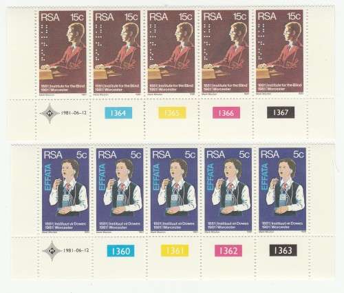 1981 RSA The Institute for the Deaf and Blind FDC 3.30 & Blocks