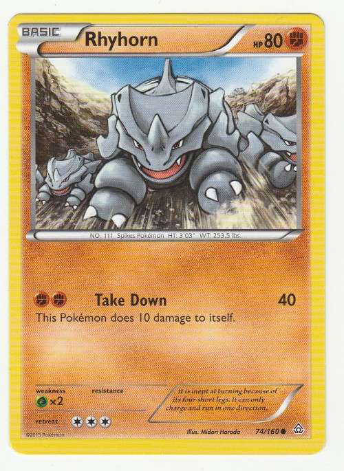 2014 Pokemon - Gen VI Primal Clash Rhyhorn 74/160 - Common