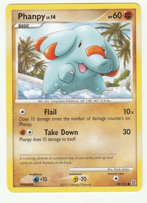 Pokemon 2007 - Gen IV Diamonds and Pearl Series Secret Wonders Phanpy 98/132 - Common