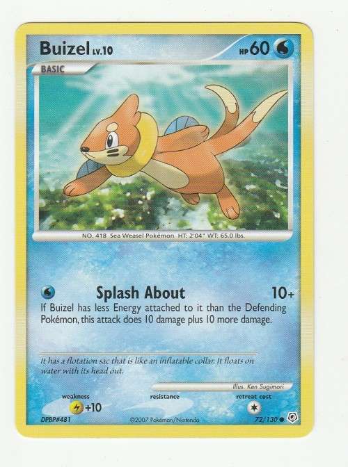 2007 Pokemon/Nintendo - Gen IV Diamond and Pearl - Buizel 72/130 - Common
