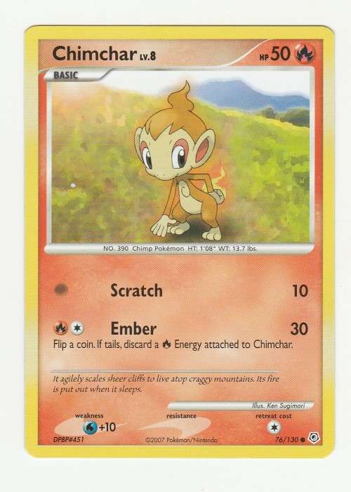 2007 Pokemon/Nintendo - Gen IV Diamond and Pearl - Chimchar 76/130 - Common