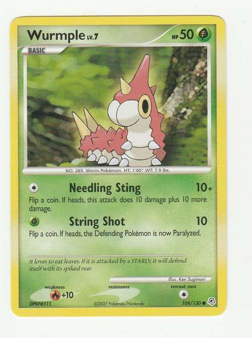 2007 Pokemon/Nintendo - Gen IV Diamond and Pearl - Wurmple 104/130 - Common