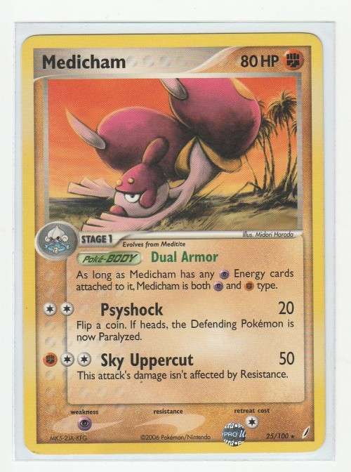2006 Pokemon/Nintendo - Gen III EX Crystal Guardians - Medicham 25/100 - Rare