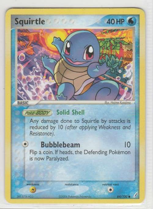 2006 Pokemon/Nintendo - Gen III EX Crystal Guardians - Squirtle 64/100 - Common