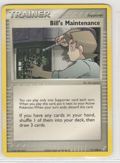 2006 Pokemon/Nintendo - Gen III EX Crystal Guardians - Trainer Bill`s Maintenance 71/100 - Uncommon