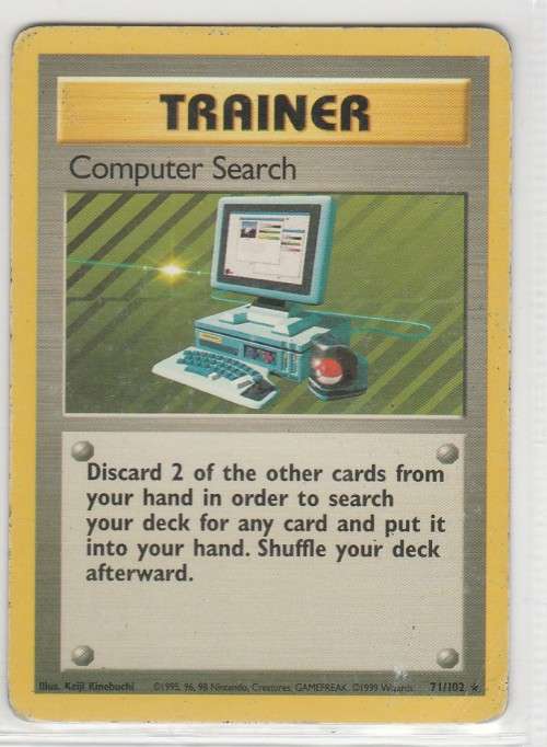 1995, 96, 98 Nintendo Creatures GAMEFREAK Pokemon - Gen I Base Set - Trainer Computer Search 71/102