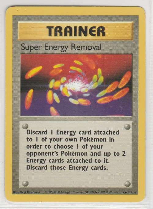 1995, 96, 98 Nintendo Creatures GAMEFREAK Pokemon - Gen I Base Set - Trainer Super Energy Removal 79