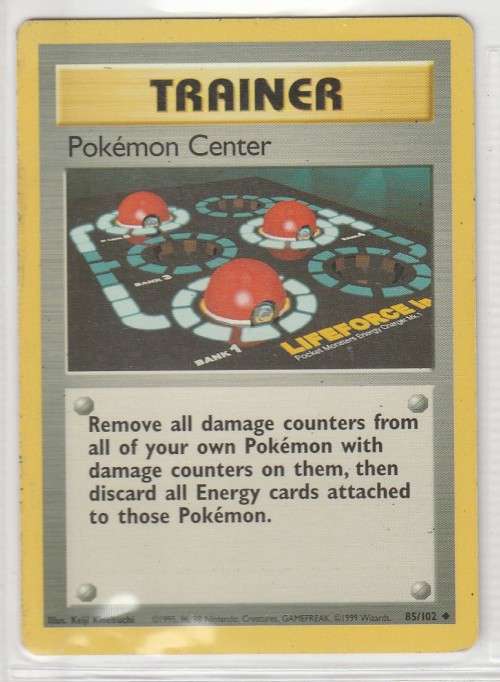 1995, 96, 98 Nintendo Creatures GAMEFREAK Pokemon - Gen I Base Set - Trainer Pokemon Center 85/102