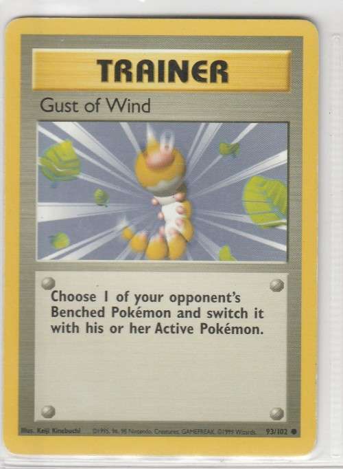 1995, 96, 98 Nintendo Creatures GAMEFREAK Pokemon - Gen I Base Set - Trainer Gust of Wind 93/102 - C