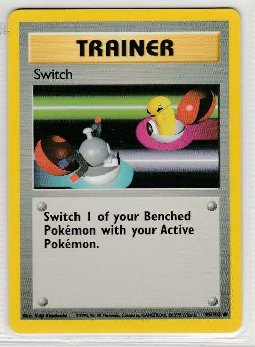 1995, 96, 98 Nintendo Creatures GAMEFREAK Pokemon - Gen I Base Set - Trainer Switch 95/102 - Common