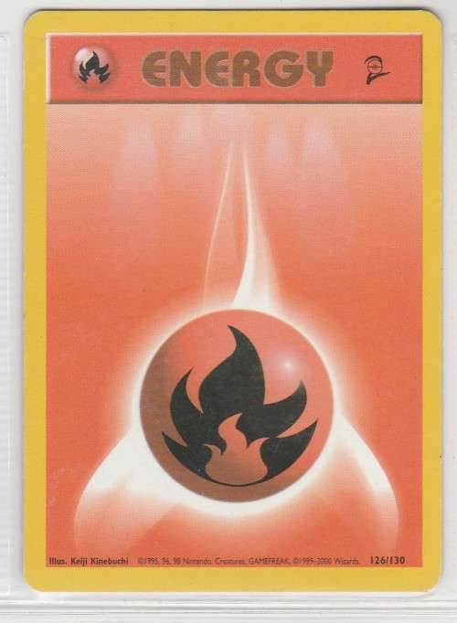 1995, 96, 98 Nintendo Creatures GAMEFREAK/Pokemon - Gen I Base Set 2 - Fire Energy 126/130
