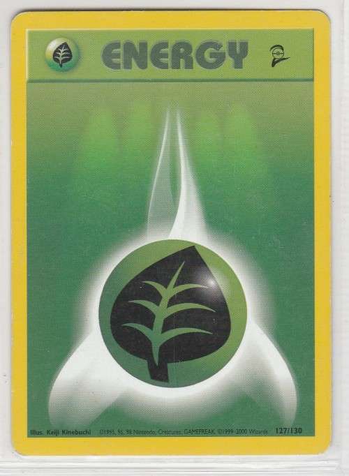 1995, 96, 98 Nintendo Creatures GAMEFREAK/Pokemon - Gen I Base Set 2 - Grass Energy 127/130