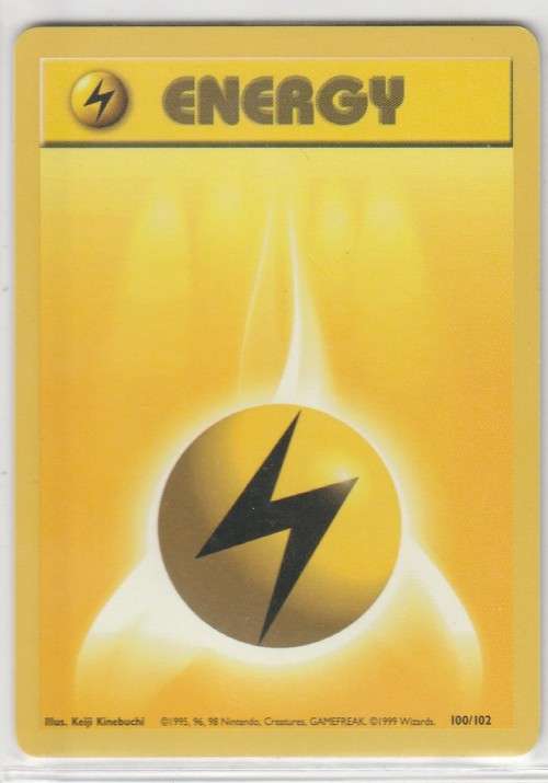1995, 96, 98 Nintendo Creatures GAMEFREAK Pokemon - Gen I Base Set - Lightning Energy 100/102