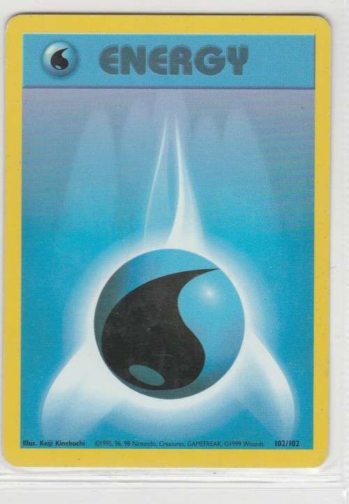 1995, 96, 98 Nintendo Creatures GAMEFREAK Pokemon - Gen I Base Set -Water Energy 102/102