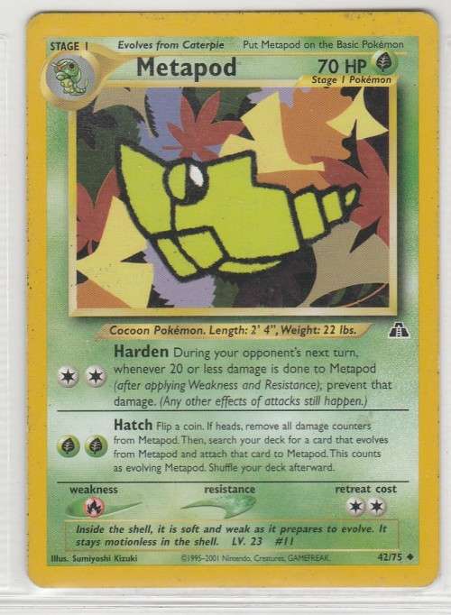 1995-2001 Nintendo, Creatures, GAMEFREAK/Pokemon - Gen II Neo Discovery - Metapod 42/75 - Uncommon
