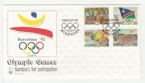 1992 Namibia Olympics Games Namibia`s First Participation FDC 1.11.1