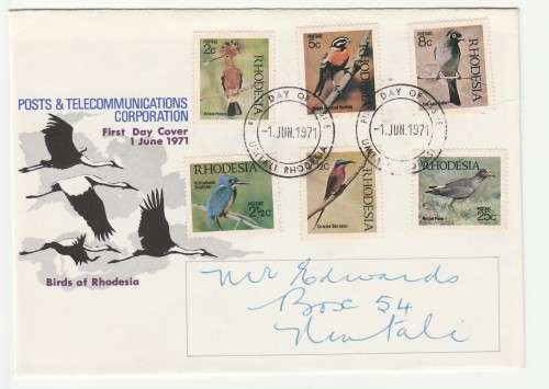 1971 Rhodesia Birds of Rhosedia 1 June 1971 FDC
