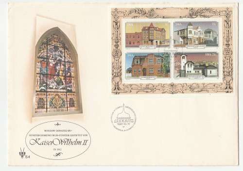 1981 South-West Africa Historic buildings of Luderitz FDC 34 and Miniature Sheet S4 Set and Blocks