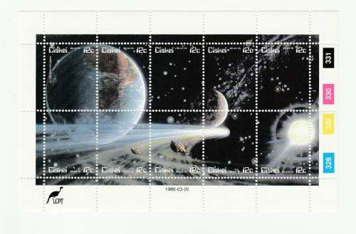 1986 Ciskei Astronomy: Halley`s Comet FDC 1.17 and Blocks