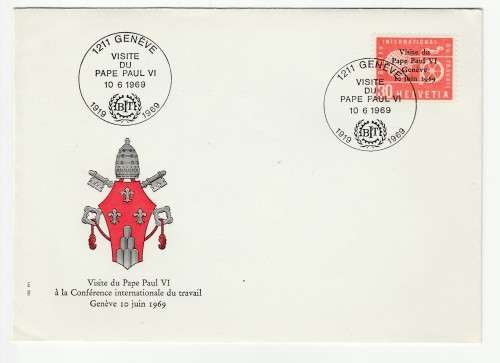 1969 Switzerland Visite Pape Paul VI 10.6.1969 FDC Geneve / BIT