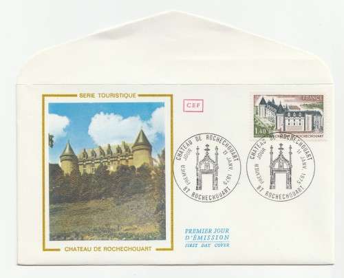 1975 France 11/01/75 Serie Touristique Chateau De Rachechouart FDC and Maxicard Set