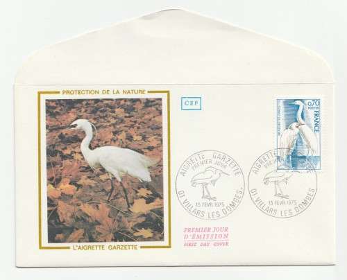 1975 France 15/02/75 Protection De La Nature L`Aigrette Garzette FDC and Maxicard Set