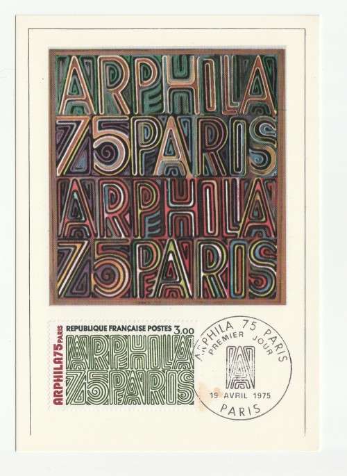 1975 France 19/04/75 Arphila 75 Paris Le Graphisme FDC and Maxicard Set