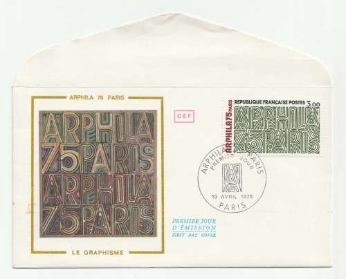 1975 France 19/04/75 Arphila 75 Paris Le Graphisme FDC and Maxicard Set