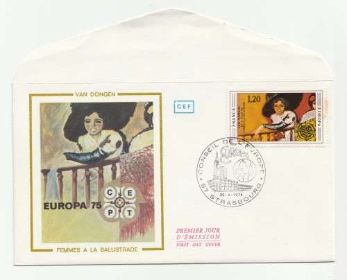 1975 France 26/04/75 Van Dongen Femmes a la Bulustrade FDC and Maxicard Set