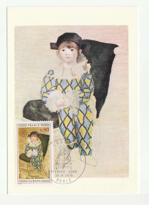 1975 France 26/04/75 Picasso Paul en costume d`Arlequin FDC and Maxicard Set