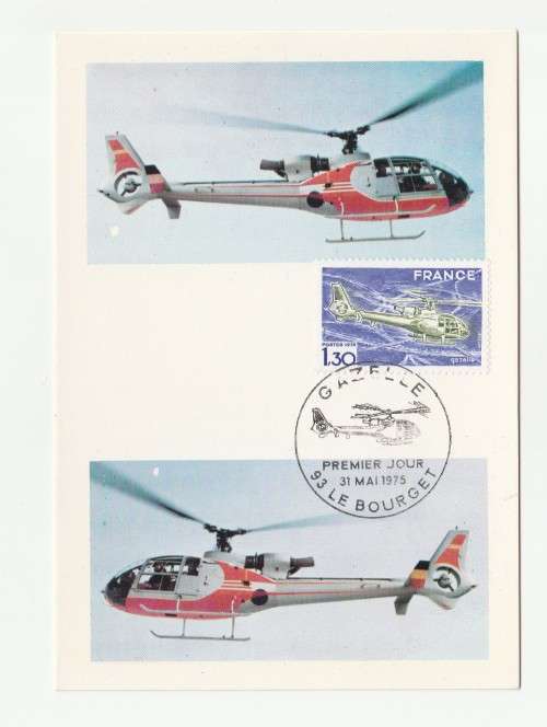 1975 France 31/05/75 Helicoptere Gazelle Maxicard