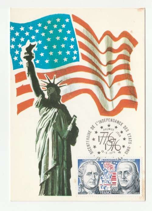 1976 France 15/05/76 Bicentenaire De L`Independence Des Etats-Unis Maxicard