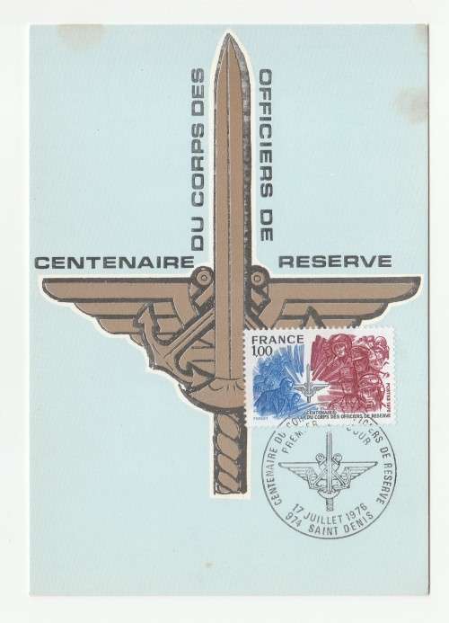 1976 France 17/07/76 Centenaire Du Corps Des Officiers De Reserve Maxicard