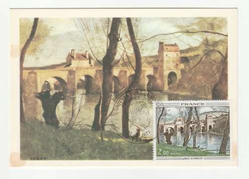 1977 France 12/02/77 Tableau de Corot Le Pont de Mantes Maxicard