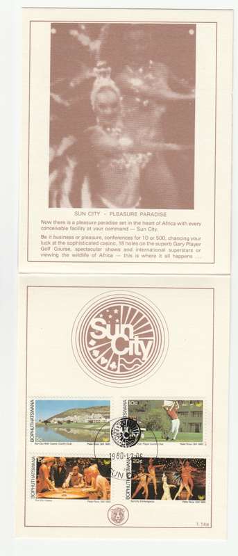 1980 Bophuthatswana Sun City - Pleasure Paradise Collectors Sheet FDC1.14a