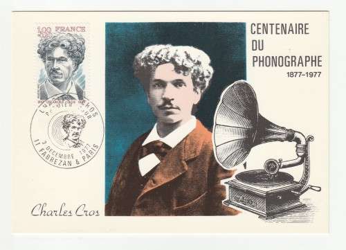 1977 France 03/12/77 Centenaire Du Phonographe 1877 - 1977 Maxicard