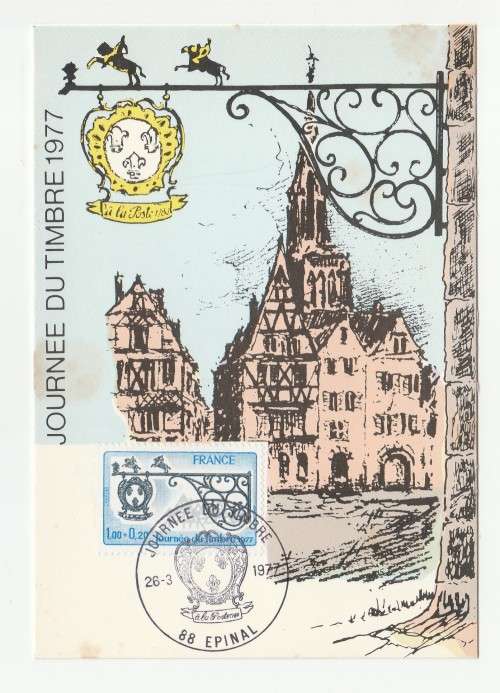 1977 France 26/03/77 Journee Du Timbre 1977 Maxicard