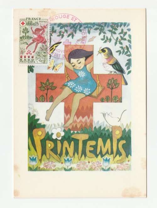 1975 France 30/11/75 Serie Croix Rouge Les Saisons Le Printemps Maxicard