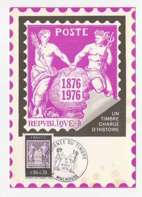 1976 France 13/03/76 Un Timbre Charge D`Histoire Maxicard