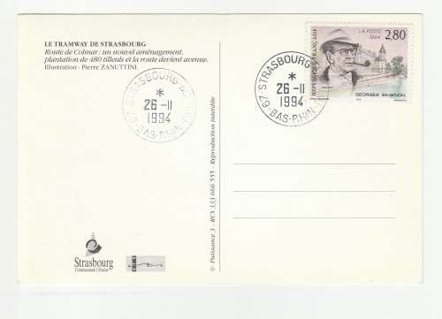 1994 France 26/11/94 Le Tramway De Strasbourg Carte Postale