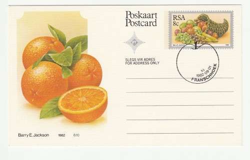 1982 RSA Fruit Postcard Set1-10 *Franschhoek