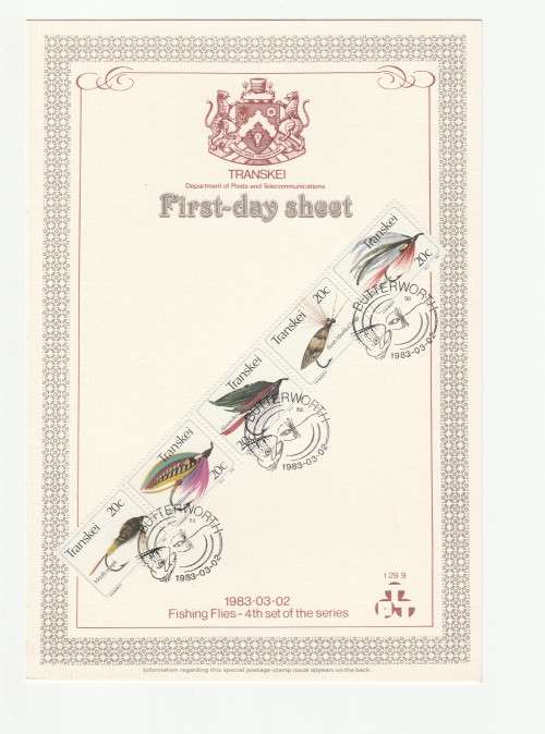 1983 Transkei Fishing Flies - 4th set of the series First-day Sheet 1.29.9 Starting Mayfly Nymph